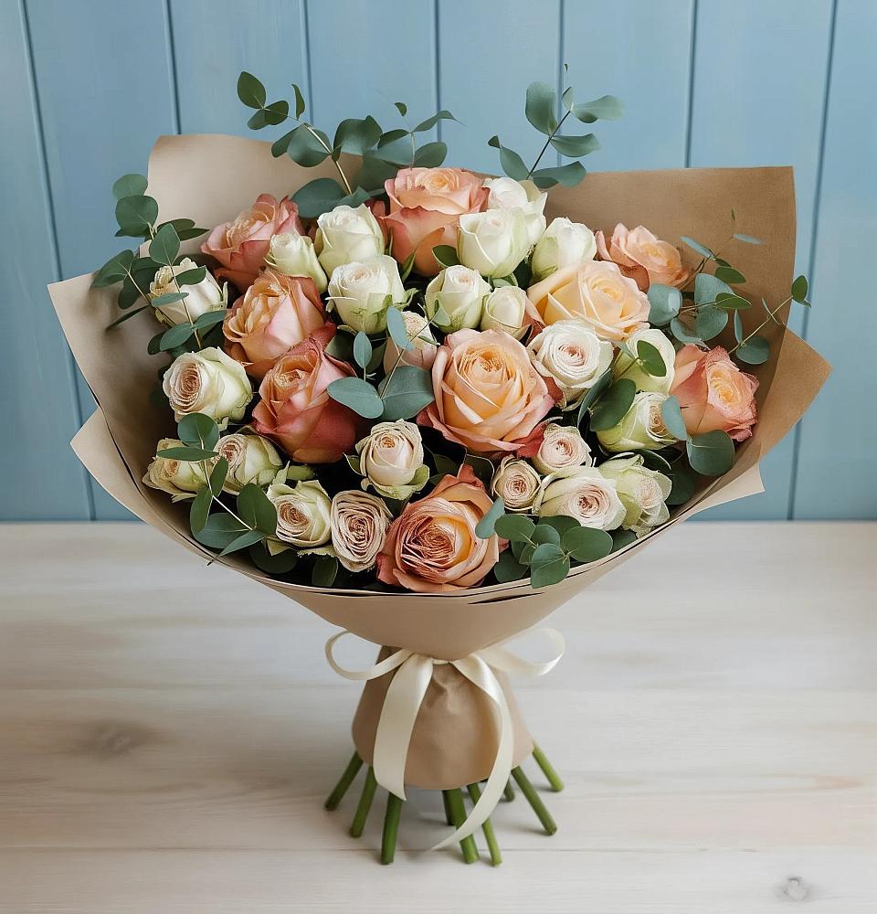 Букет цветов из: Альстромерии и Розы в Кудиново