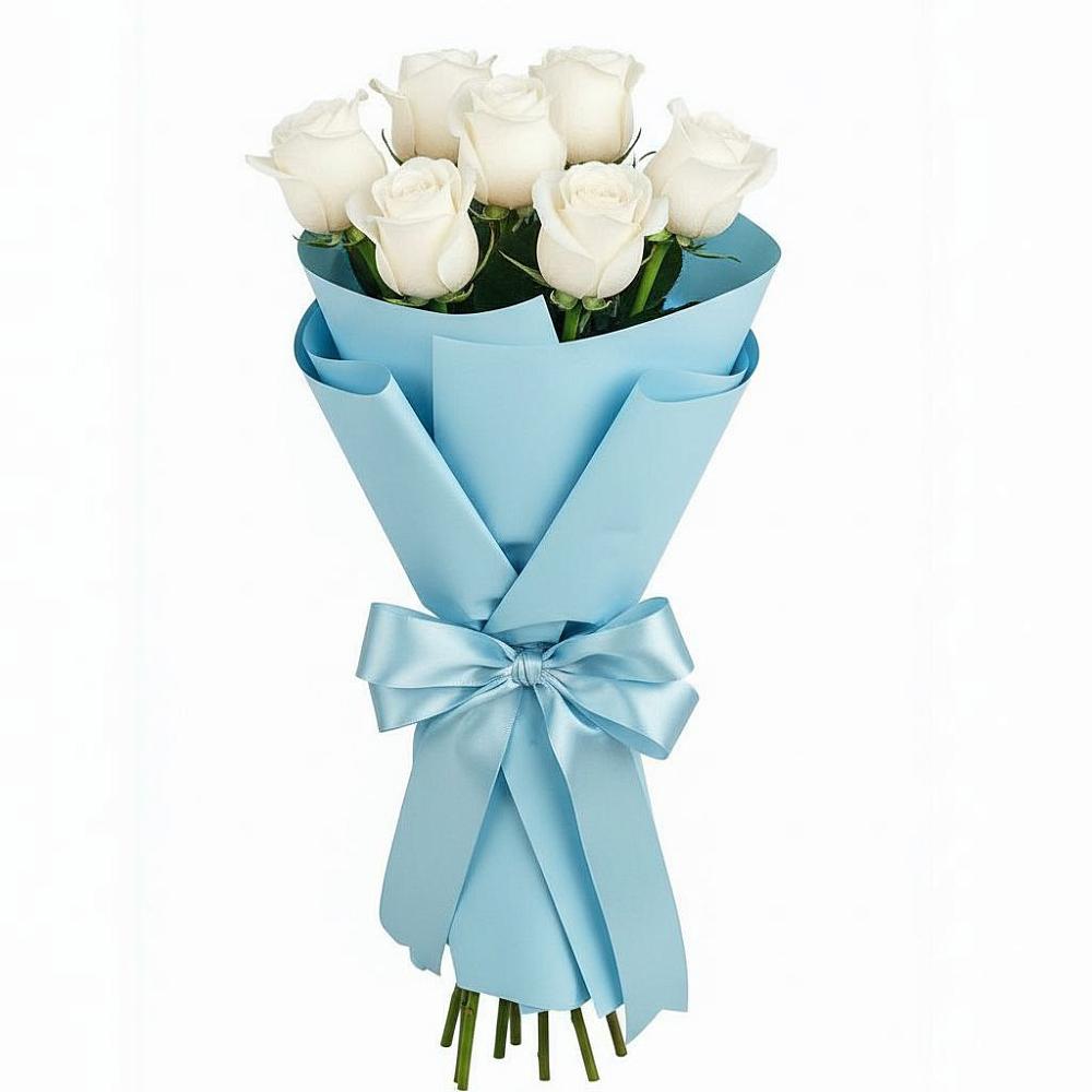 Букет 7 белых роз Проуд в Кудиново
