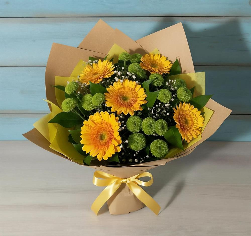 Букет цветов из: Герберы и Хризантемы в Кудиново