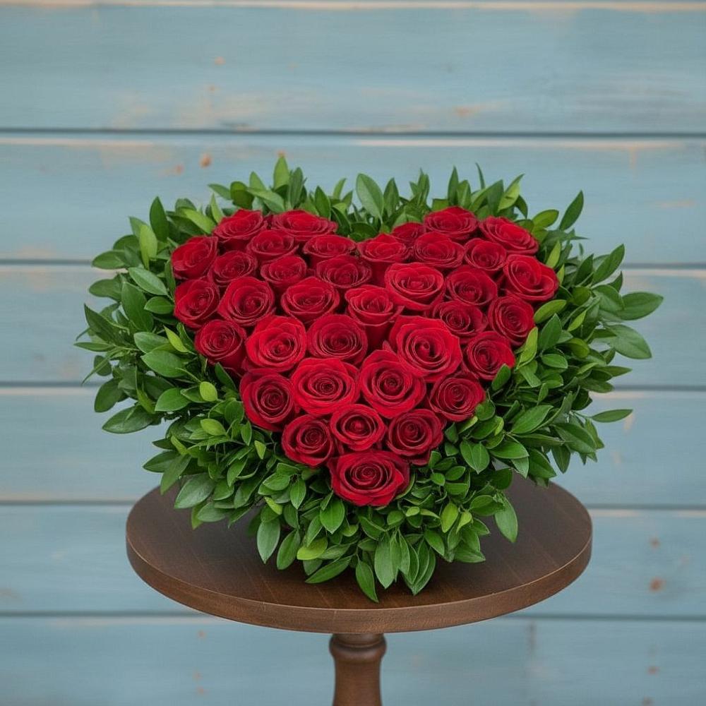 Цветочная композиция из Розы в виде сердца в Кудиново