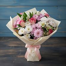 Букет цветов из:  Хризантемы, Альстромерии и Розы в Кудиново