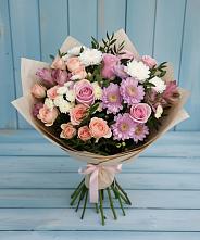 Букет цветов из:  Хризантемы, Розы и Альстромерии #REPLACE_PRED# Кудиново