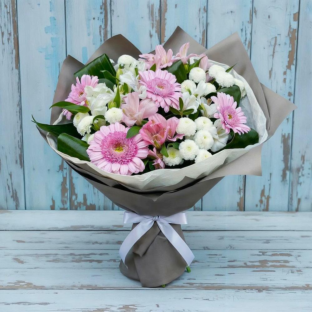 Букет цветов из: Герберы, Альстромерии и Хризантемы в Кудиново